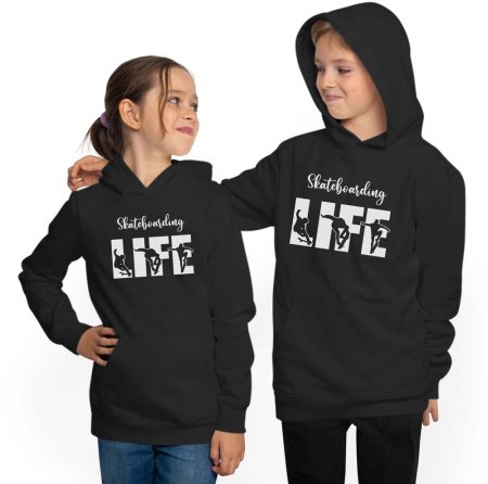 Hooded Sweater Kids Skater Hoodie - Skateboarding Life Lettering i548